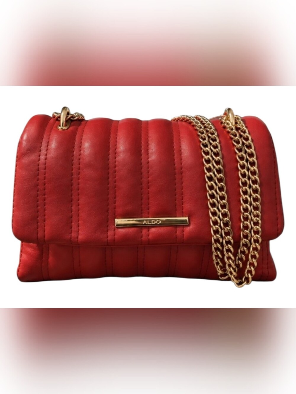 ALDO NWOT Quilted Red Shoulder Bag with Gold Chain